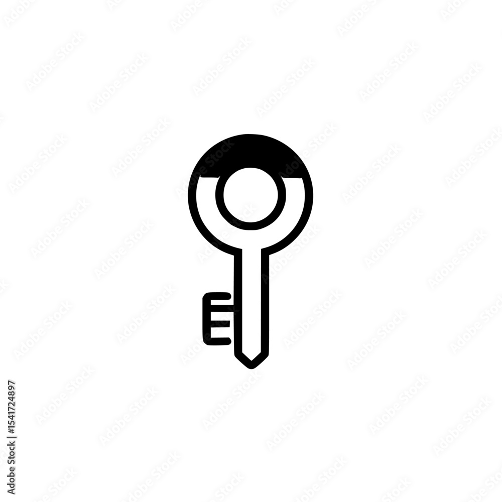 Poster black icon of a key symbolizing security and access for various applications or services online
