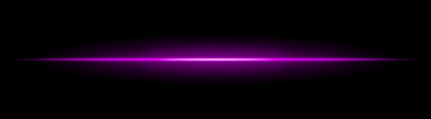 Horizontal light beam with soft radial glow on black background. Sleek minimal flare ideal for sci-fi transitions, modern lighting effects, or cinematic glow overlays.