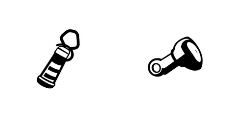 Black icon set featuring a spray bottle and a key, illustrating various themes in design and functionality