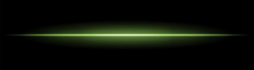 Horizontal light beam with soft radial glow on black background. Sleek minimal flare ideal for sci-fi transitions, modern lighting effects, or cinematic glow overlays.