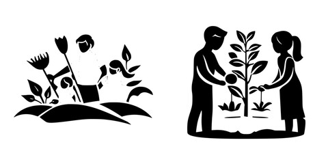 Community members engage in gardening activities to promote sustainability and environmental awareness during an outdoor event