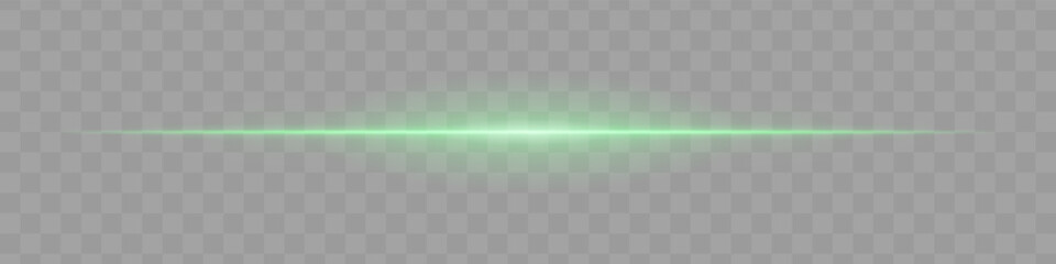 Neon green horizontal light beam with soft edges and glowing aura on transparent background. A sleek energy pulse perfect for sci-fi UIs, HUDs, or digital light transitions.