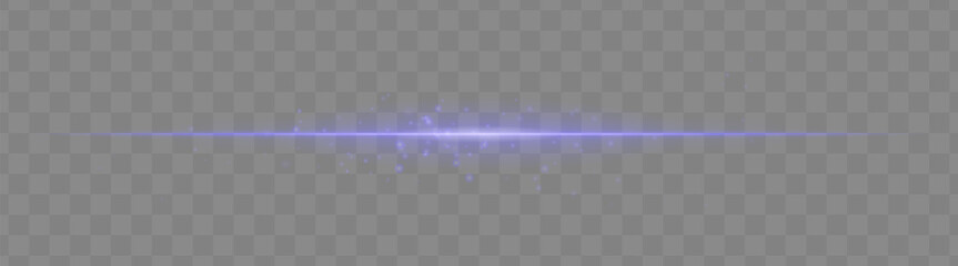 Soft blue light beam with glowing spark particles on transparent background. Delicate horizontal flare ideal for fantasy effects, magic transitions, or elegant light overlays.