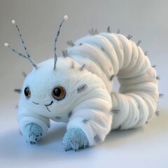 Fluffy, coiled creature with light-blue accents