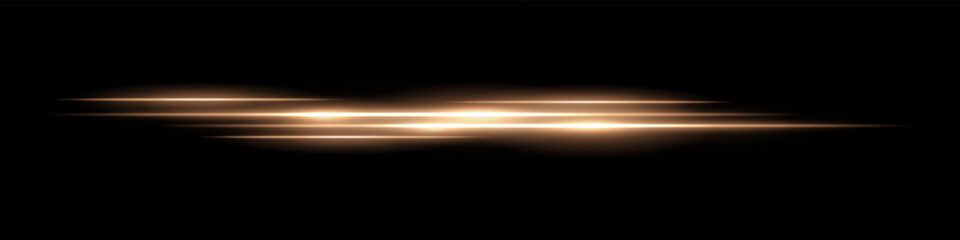 Multiple orange light streaks with glowing motion blur on black background. Futuristic laser trails ideal for sci-fi overlays, HUD design, speed effects, or digital transitions.