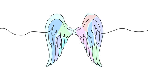 Angel wings. Continuous line drawing. 