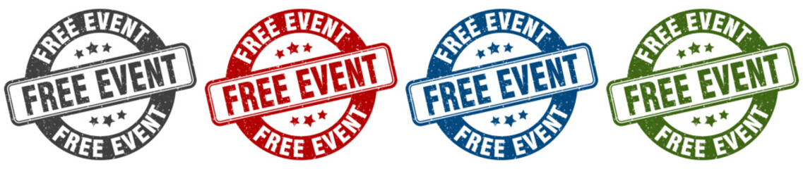 free event stamp. free event round stamp set isolated on white background