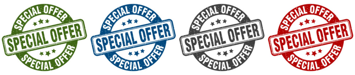 special offer stamp. special offer round stamp set isolated on white background