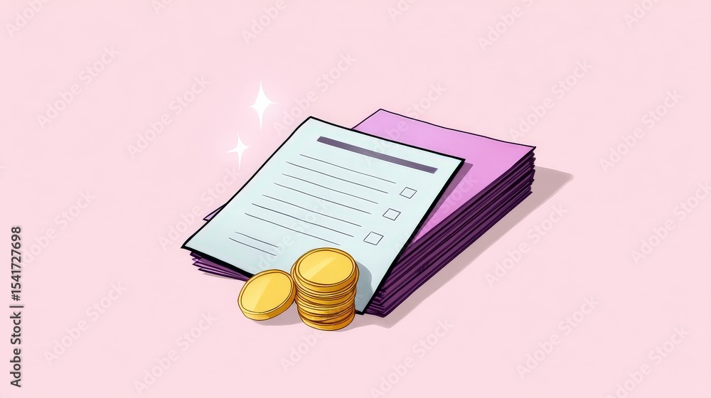 Poster expense report printout with line items highlighted, expense tracking