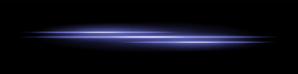 Triple blue light streaks with glowing blur and motion trail on black background. Dynamic horizontal laser beams ideal for speed effects, futuristic HUDs, or sci-fi overlays.