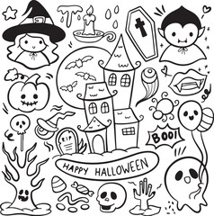 Halloween Kids Vector, Costume Party Pumpkin Witch Ghost