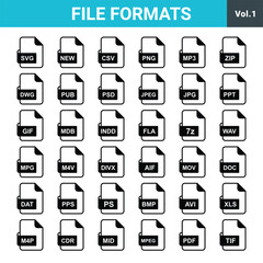 File Formats vector icon set for use any project.