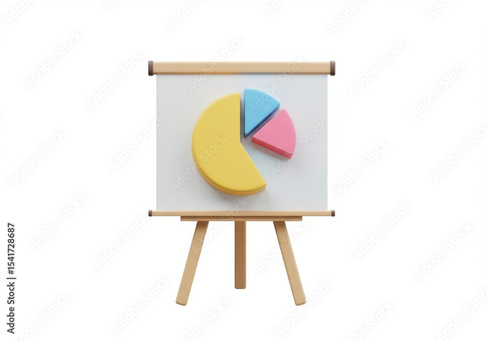 Aufkleber presentation board displaying a pie chart with different colored sections