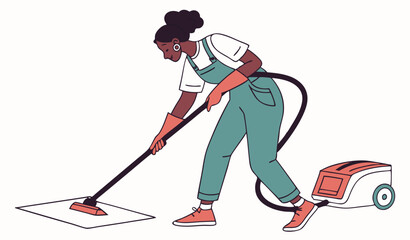 Obraz premium woman with vacuum cleaner