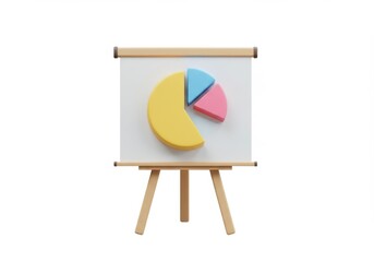 Presentation board displaying a pie chart with different colored sections
