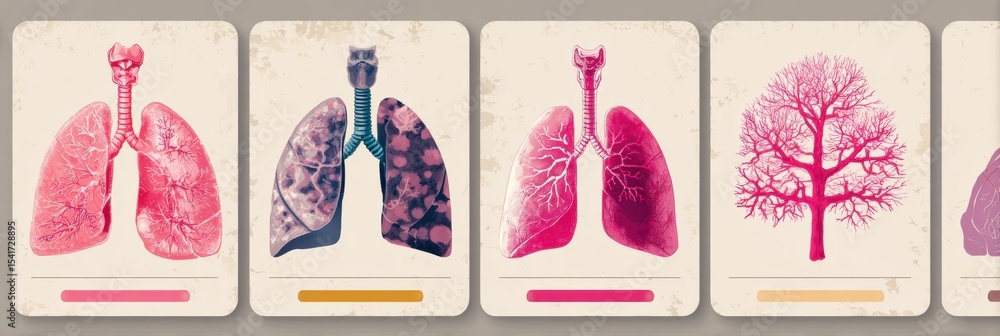 Poster guide showcasing different types of lung cancer with a tabbed layout for easy reference and understa