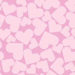 Hearts on a Light Pink Background seamless pattern. Cute Hand Drawn Heart. Tiny Pink Heart on a Red Layout. Style Romantic Print for Fabric, Textile, Valentines. Vector illustration