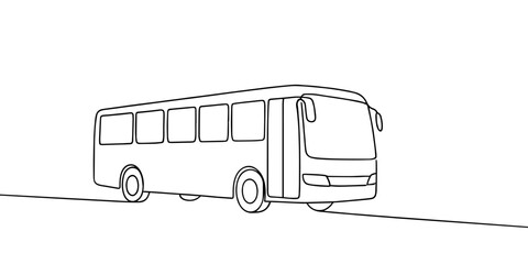 Continuous line art or One Line drawing bus for vector illustration, public transportation. bus traveling concept. graphic design modern continuous line drawing © Emilia