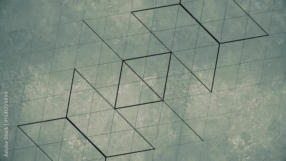 Poster Digital seamless loop animation of the transformation of a symmetrical pattern of dark outlines on a gray background. Elegant and minimalistic composition. Optical illusion. 3d rendering 4K