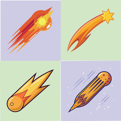Naklejka premium Comet Flat Illustration in Simple Minimalist Style