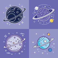 Celestial Flat Illustration in Simple Minimalist Style