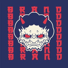 Japanese Demon Oni Mask Logo Design vector illustration	
