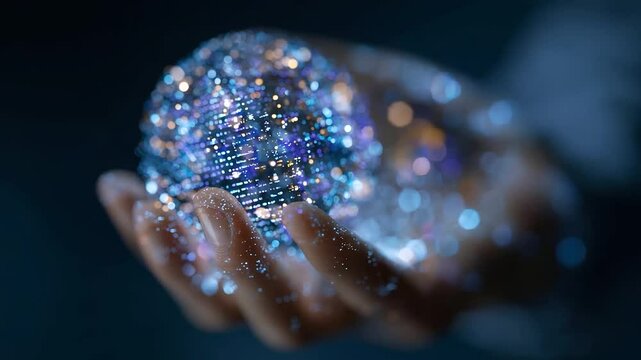 Engineer showcasing a clear crystal symbolizing quantum state advancements and cutting-edge innovation.