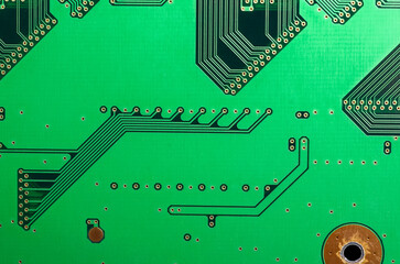 Close-up of a printed circuit board with electronic components, the image symbolizes progress and...
