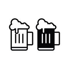 beer icon glass vector design concept silhouette and outline style