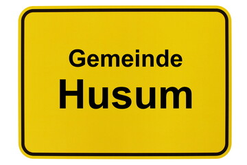 Illustration eines Ortsschildes der Gemeinde Husum in Niedersachsen	
