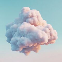 Fluffy white cloud against a pastel sky