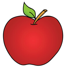 Cute cartoon hand drawn vector apple clipart.