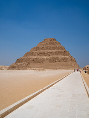 Africa, Egypt, Cairo city, Giza, Giza pyramids. Three pyramids, sphinx, statue, saqqara pyramid,...