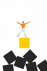 Trend artwork collage template composite sketch of escape trouble challenge obstacle achieving...