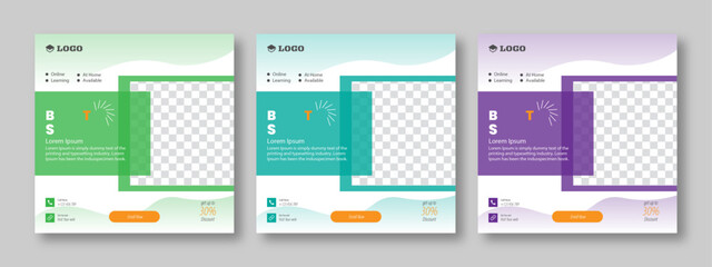 Social media post for new admission. Minimalistic editable advertising poster for social media. Back to school poster elegant promotional advertising banner.