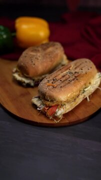 Tasty Sub Sandwich in Slow-Mo