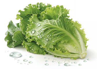 Fresh Lettuce with Dew Drops: A vibrant head of crisp green lettuce, glistening with dew drops, is showcased in a close-up shot, emphasizing its freshness and quality.