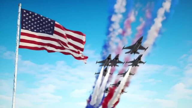 American Flag Jets Airshow Patriotic Display