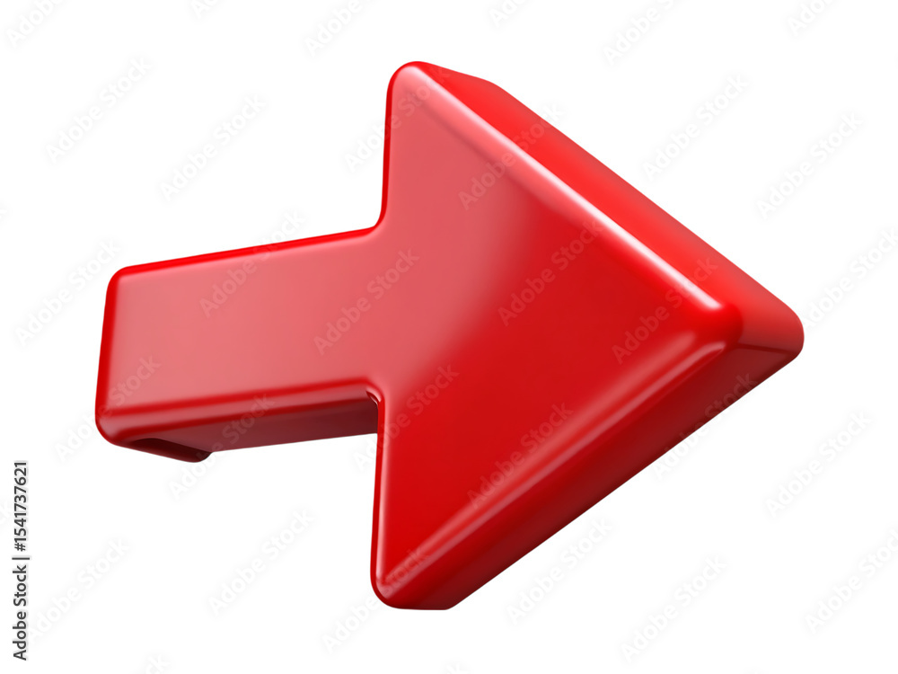 Poster 3d red arrow pointing right isolated on transparent background