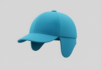 Blue Baseball Cap with Ear Flaps - Winter Hat Mockup