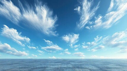 Obraz premium White Clouds in Blue Sky over Water Illustration Beautiful Nature Scenery