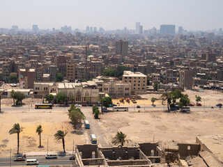 Africa, Egypt, Cairo city, Giza, Giza pyramids. Three pyramids, sphinx, statue, saqqara pyramid,...