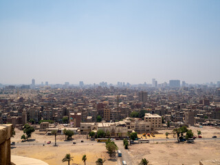 Africa, Egypt, Cairo city, Giza, Giza pyramids. Three pyramids, sphinx, statue, saqqara pyramid,...