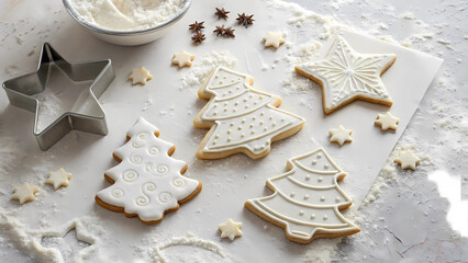 Christmas cookies baking holiday season homemade sugar cookies with icing and decorations