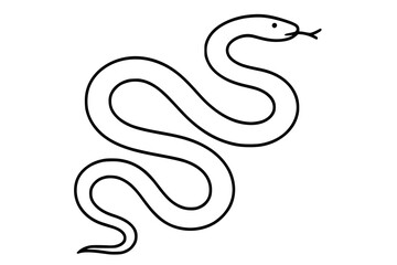 Fototapeta premium Coiled Sea Snake Outline Vector Illustration
