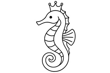 Fototapeta premium Royal Seahorse Outline Vector Illustration