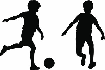 Boy Kicking Football Silhouette