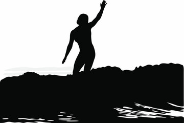 Surfer Riding a Wave Silhouette
