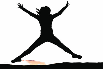 Girl Jumping with Joy Silhouette