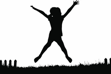 Girl Jumping with Joy Silhouette